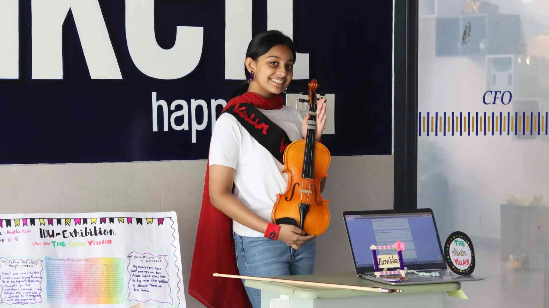 student engaged in service